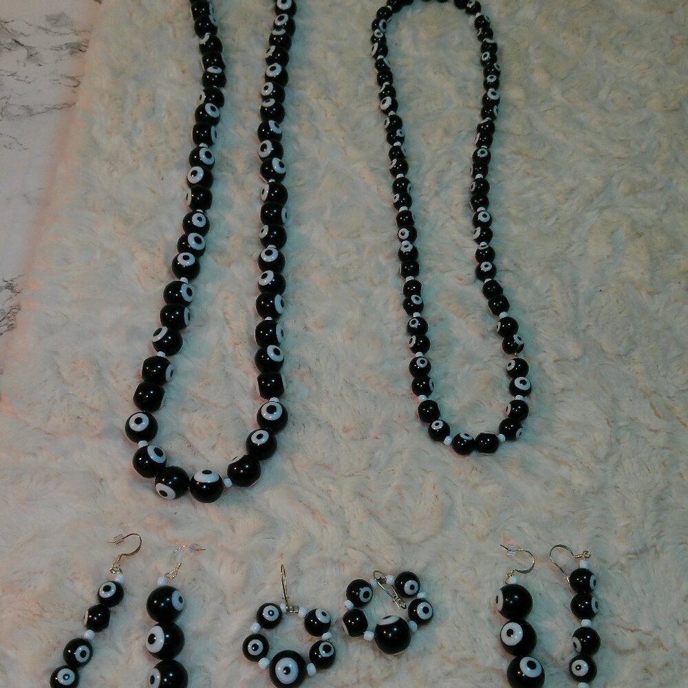 Boho Evil eye Black Necklace x2 (262)